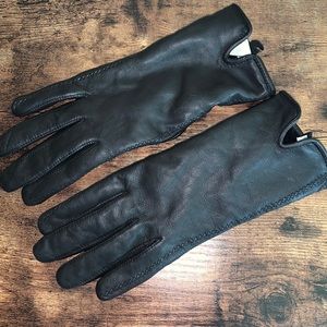 Fownes Brothers Leather Gloves w/ Faux Fur Lining